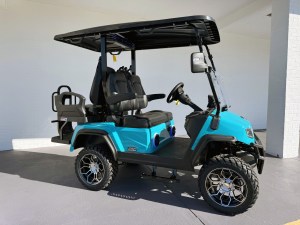 Sky Blue Evolution Maverick Lithium Golf Cart 01